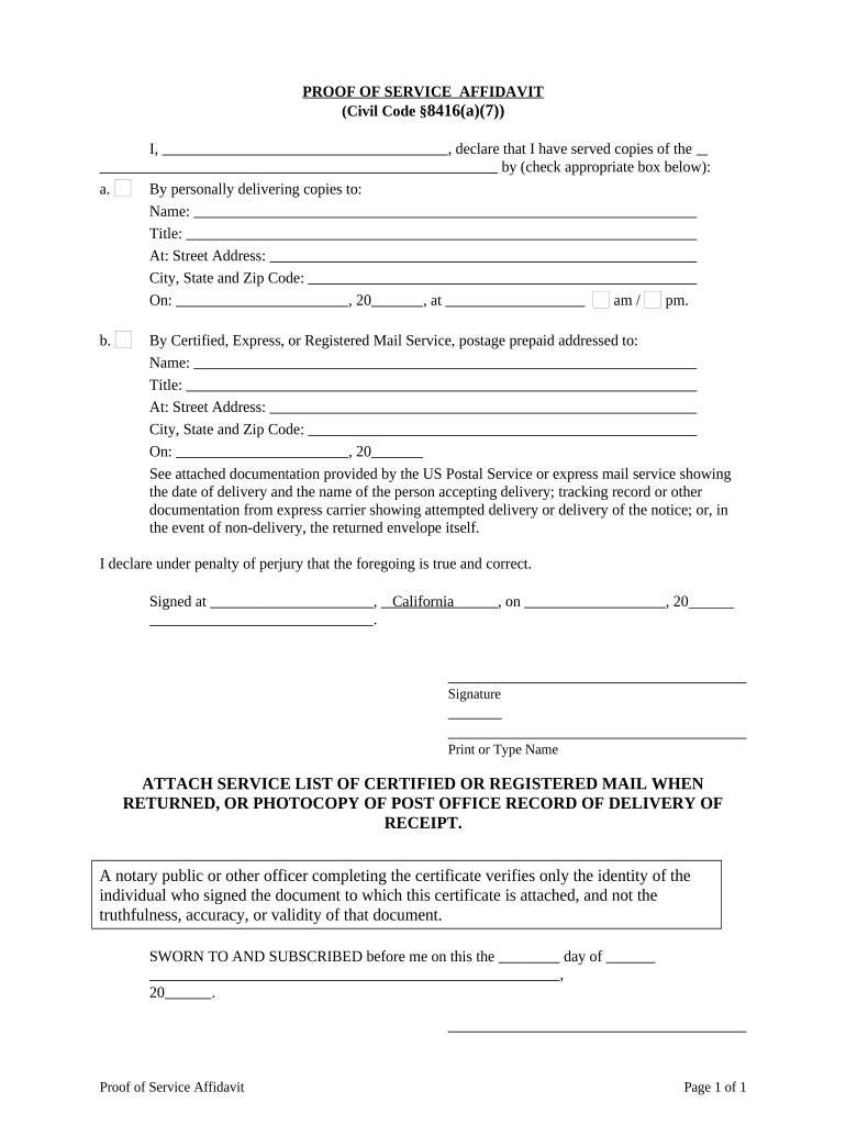 California Proof  Form