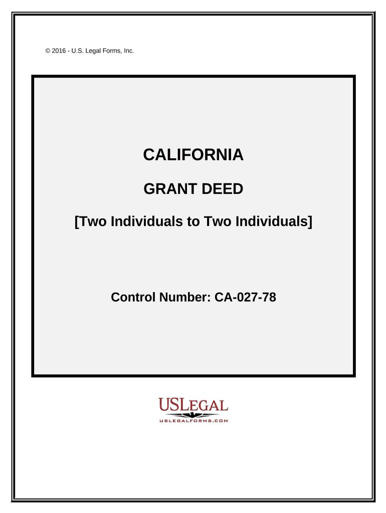 Grant Deed Two Individuals to Two Individuals California  Form