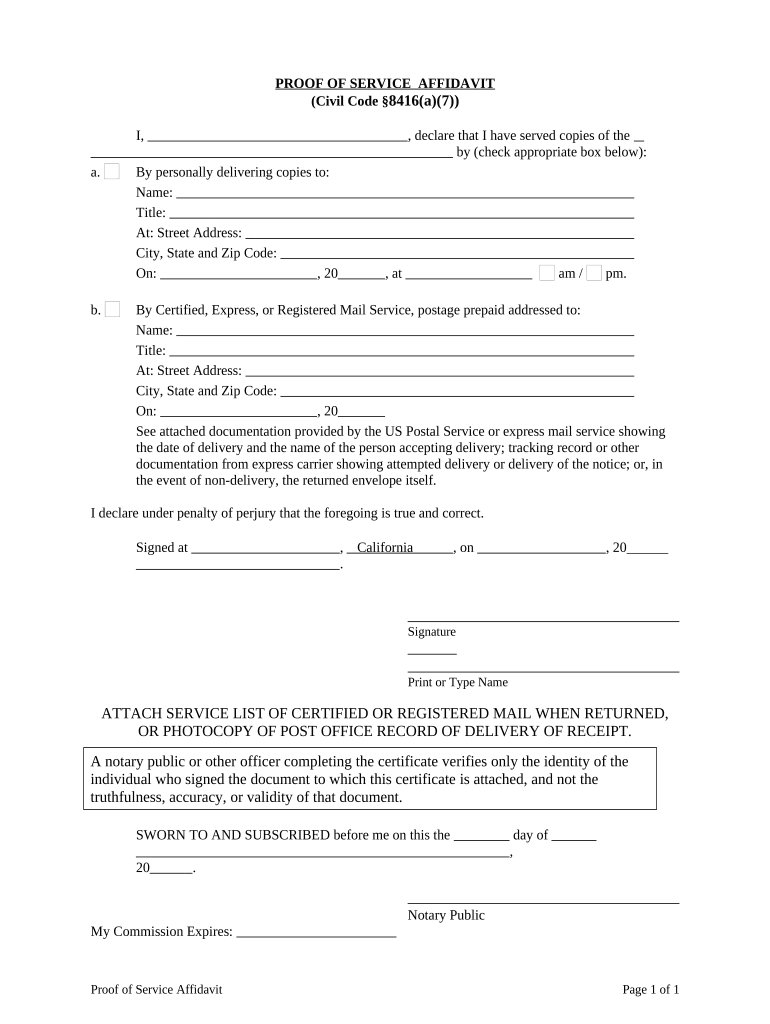Proof Service  Form