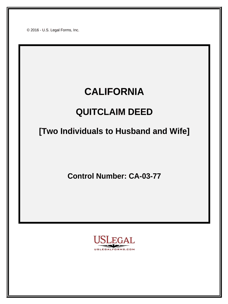 Quitclaim Deed by Two Individuals to Husband and Wife California  Form