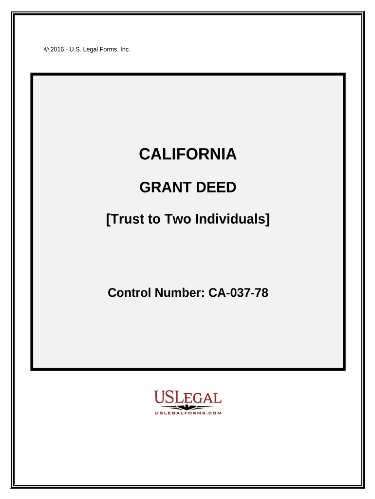 Grant Deed from Trust to Two Individuals California  Form