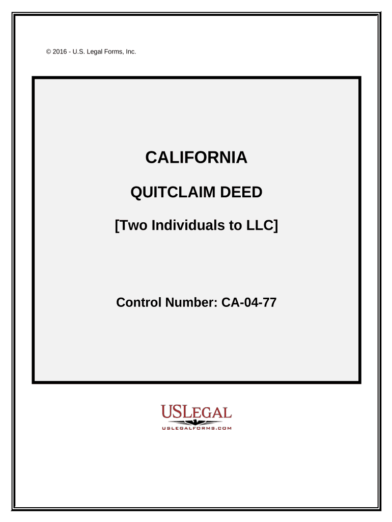 Quitclaim Deed by Two Individuals to LLC California  Form