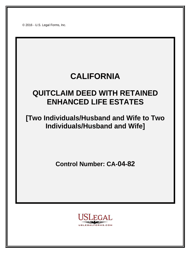 Enhanced Life Estate or Lady Bird Quitclaim Deed from Two Individuals, or Husband and Wife, to Two Individuals, or Husband and W  Form