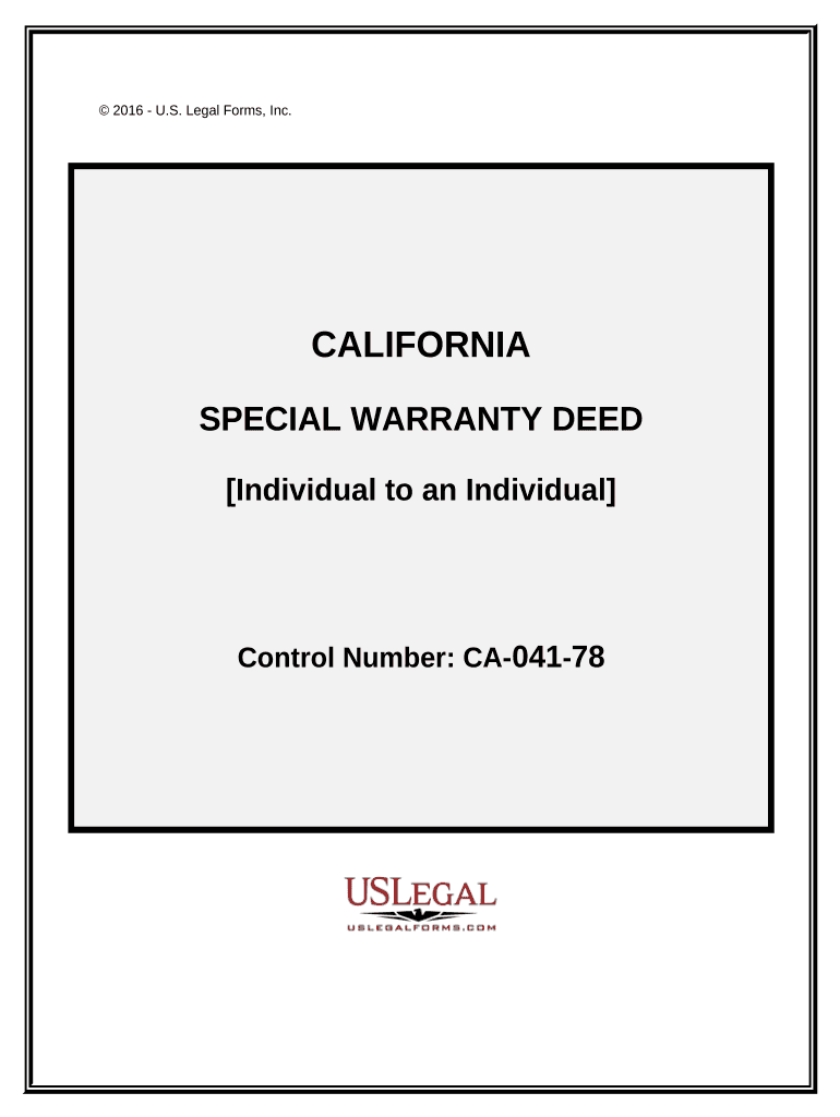 Special Warranty Deed from Individual to Individual California  Form