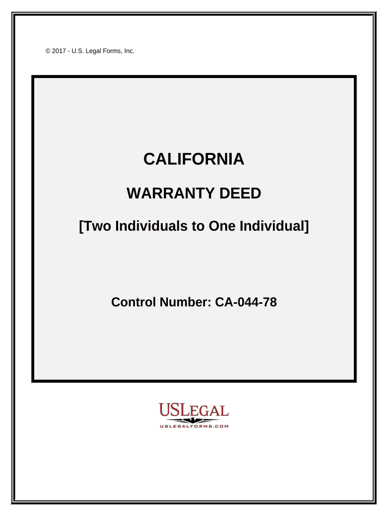 Warranty Deed from Two Individuals to an Individual California  Form