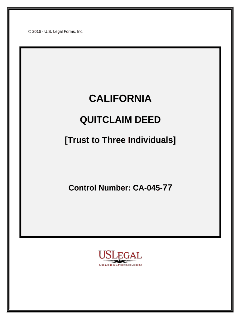 Quitclaim Deed Trust California  Form