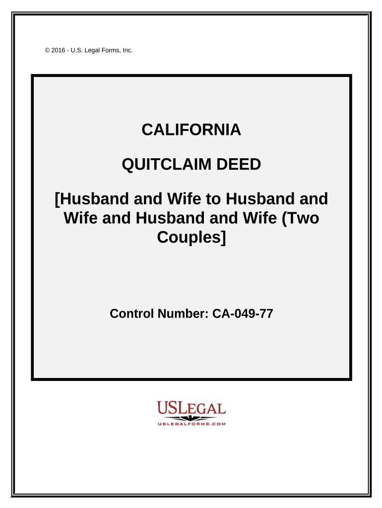 Quitclaim Deed from Husband and Wife to Husband and Wife and Husband and Wife Two Couples California  Form