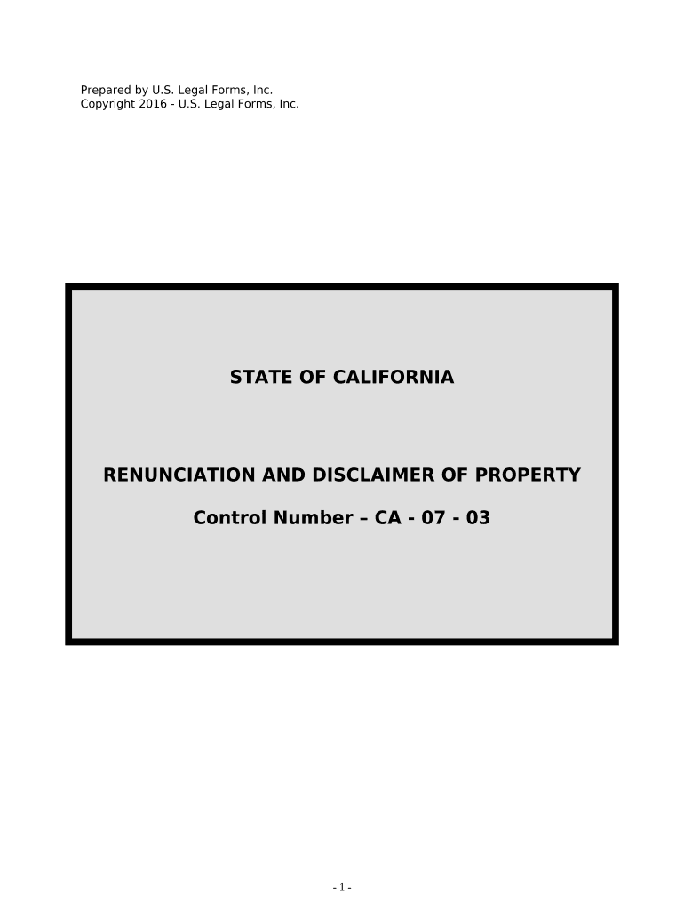 California Renunciation and Disclaimer of Individual Retirement Account, Annuity, or Bond California  Form