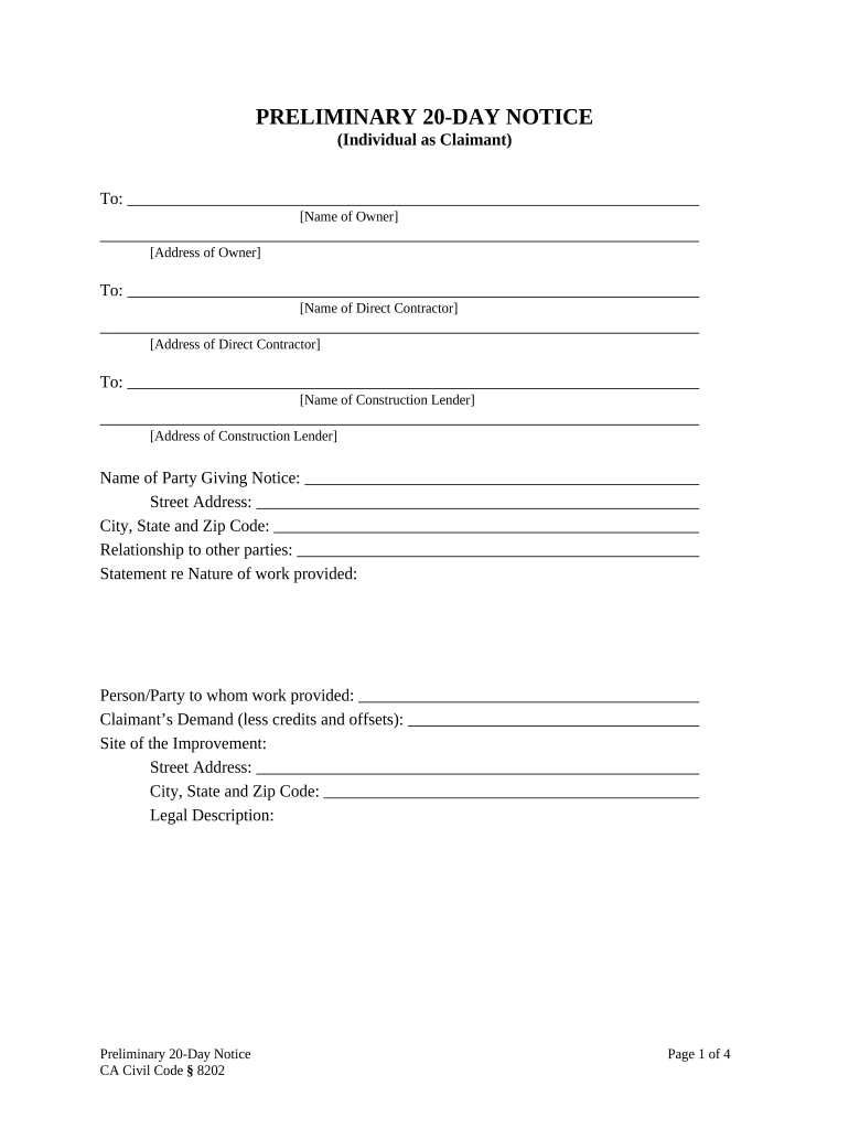 Ca Preliminary Notice  Form