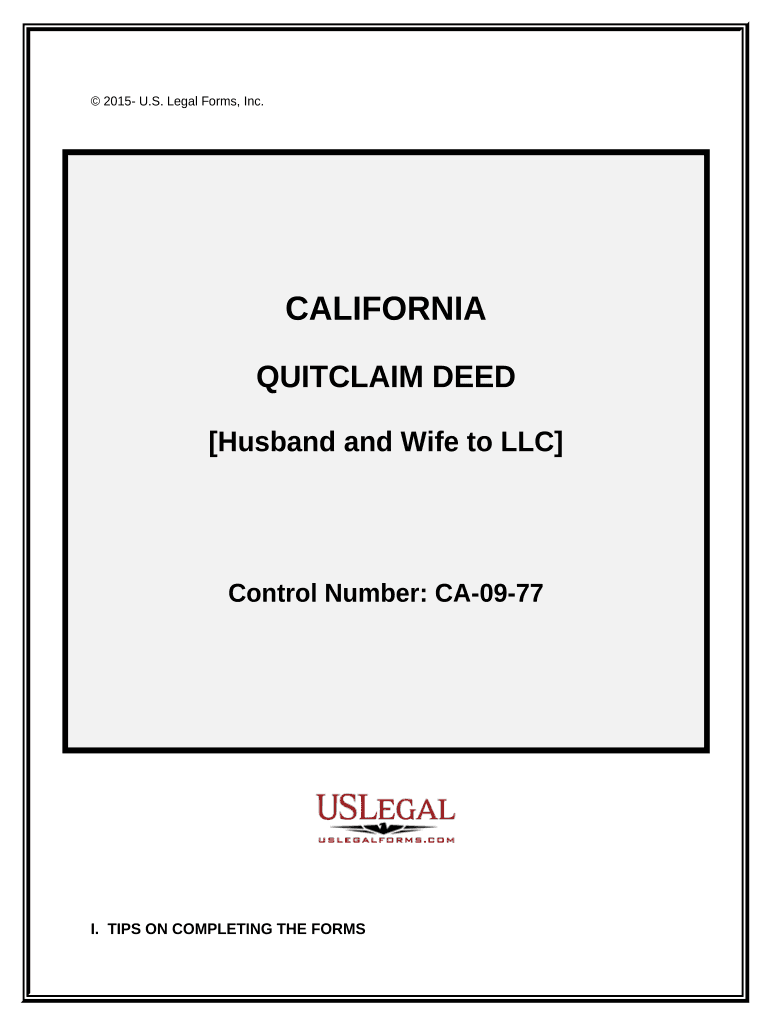 Quitclaim Deed from Husband and Wife to LLC California  Form