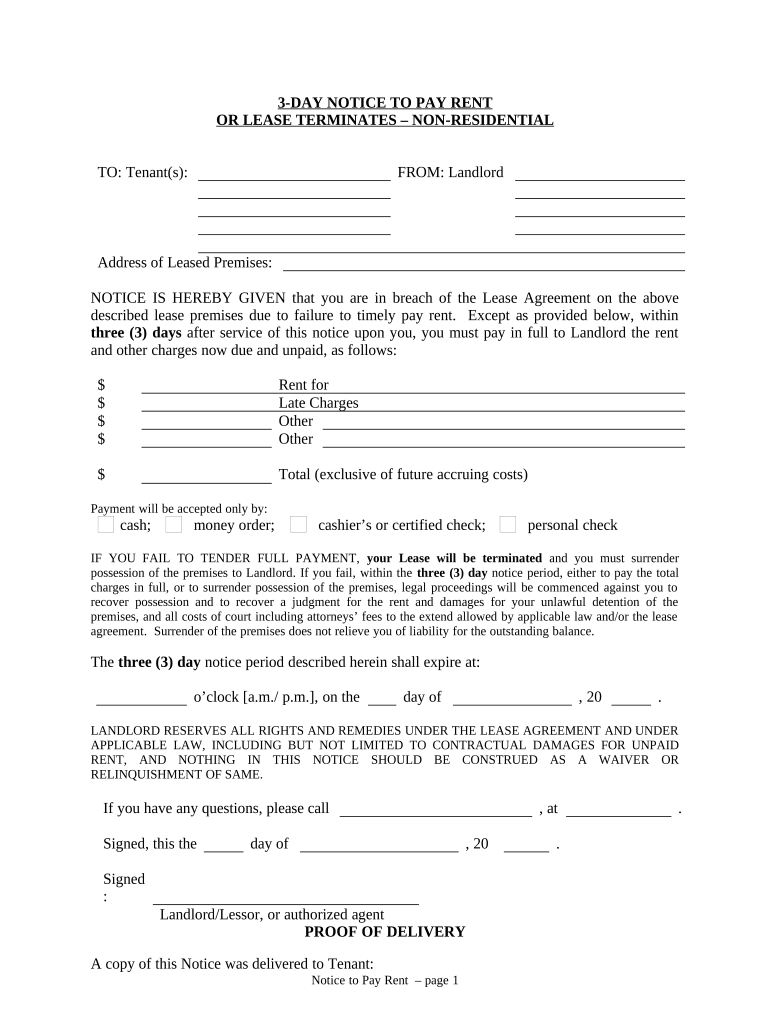 Notice Pay Rent  Form