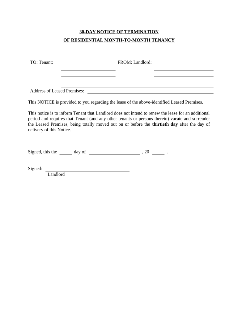 30 Day Notice  Form