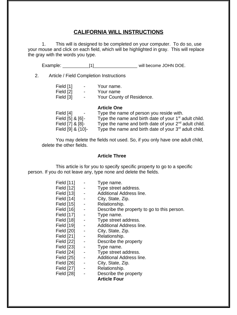 Mutual Wills Package of Last Wills and Testaments for Unmarried Persons Living Together with Adult Children California  Form