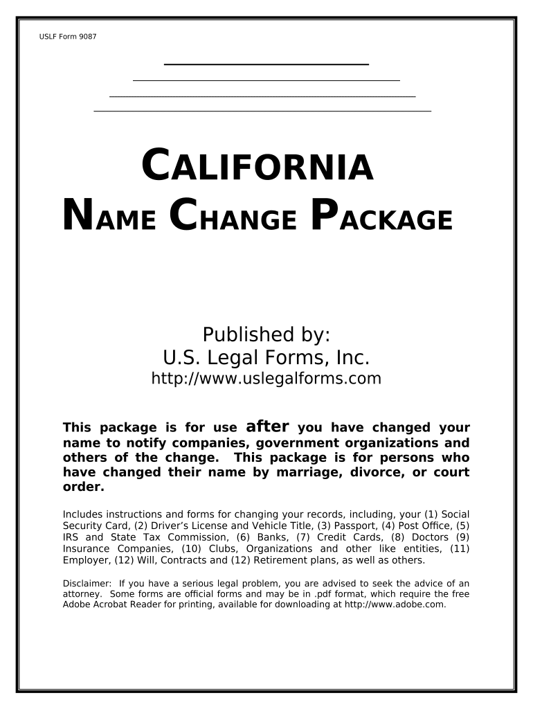 Name Change Package  Form