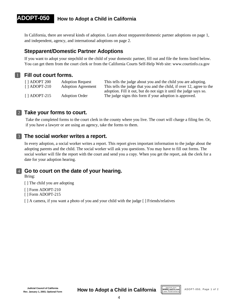 How to Adopt a Child in California California  Form