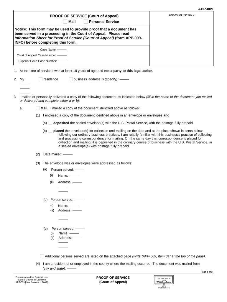 Ca Court Appeal  Form