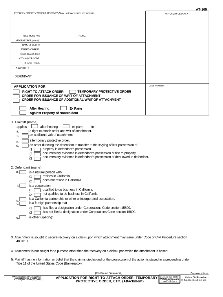 California Protective Order  Form