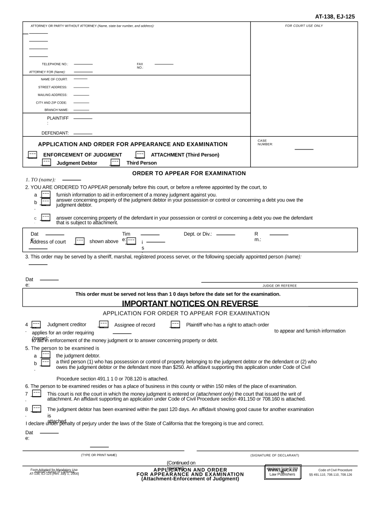 Appearance Examination  Form