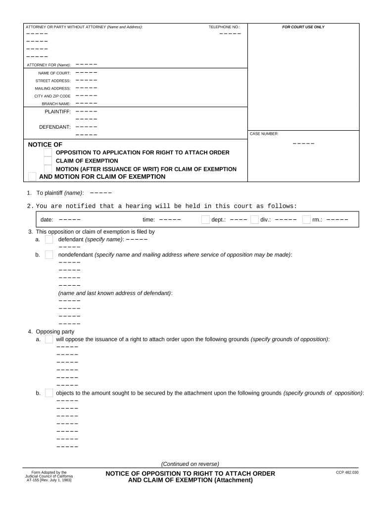 Opposition Order  Form