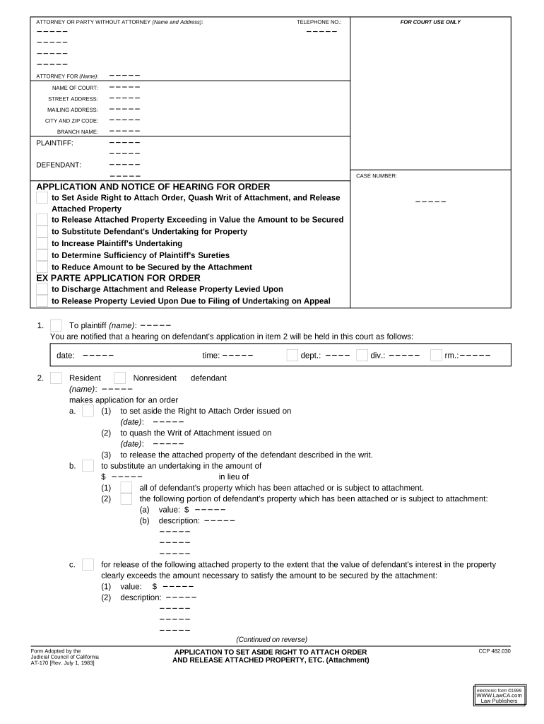 California 170  Form