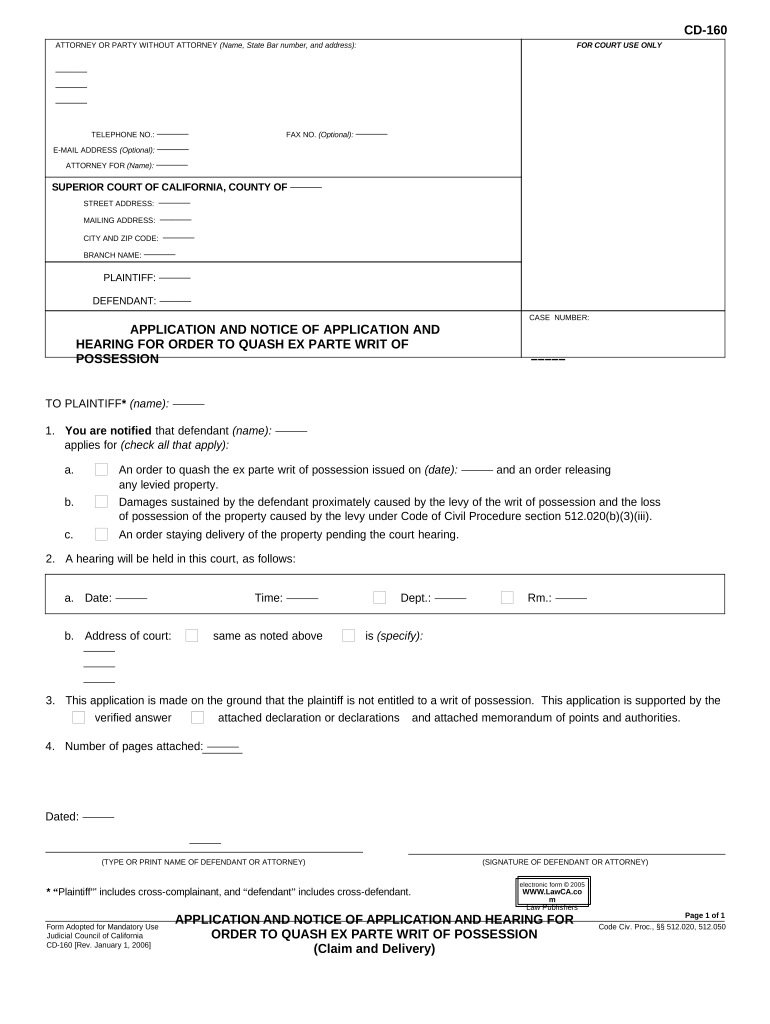 California Quash Form