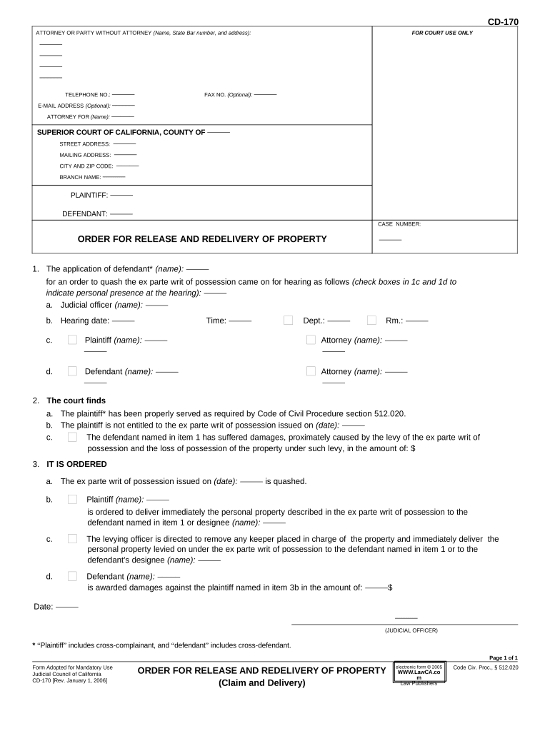 California Release Property  Form
