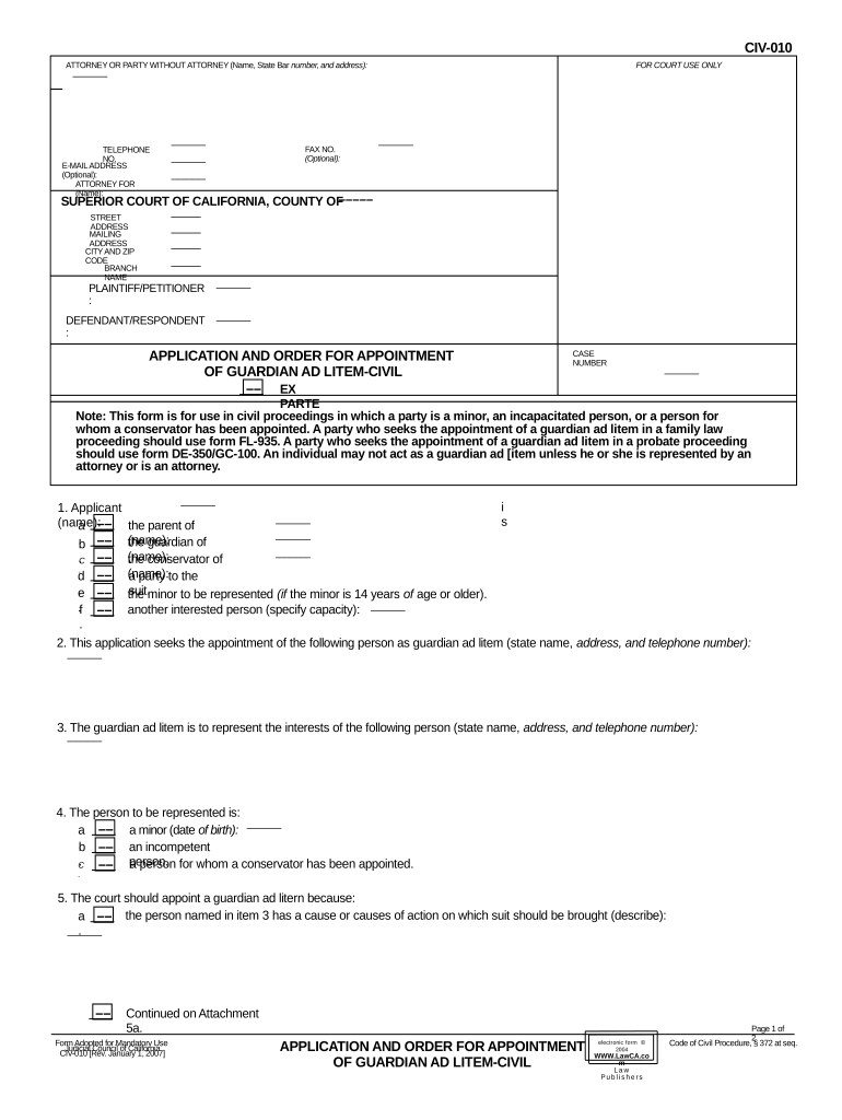 Ca Application Guardian  Form