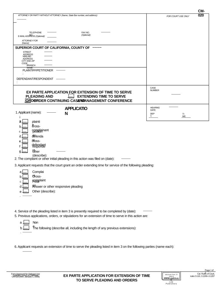 Ex Parte Application  Form