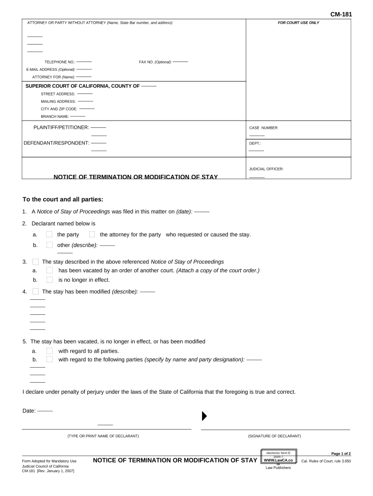 California Termination  Form