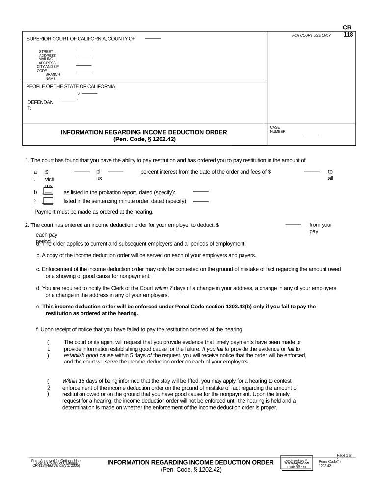 Ca Income Deduction  Form