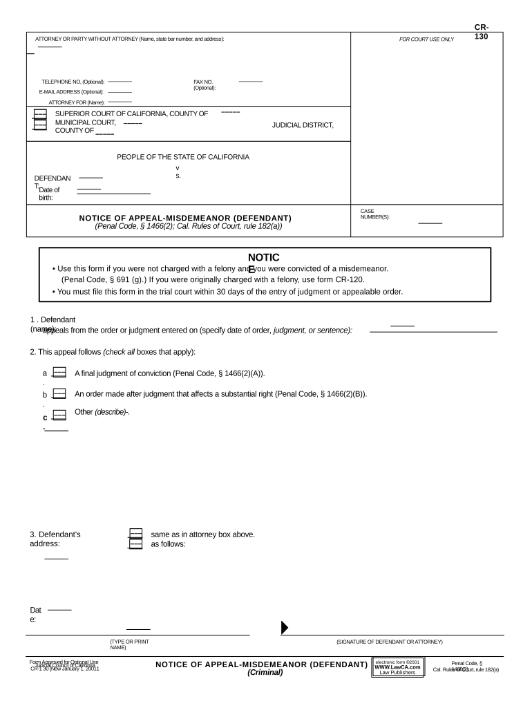 Appeal Misdemeanor  Form