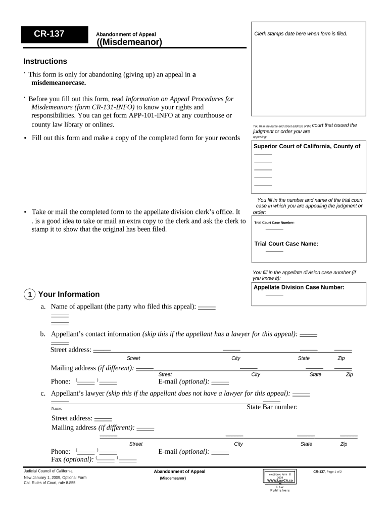 Ca Abandonment  Form