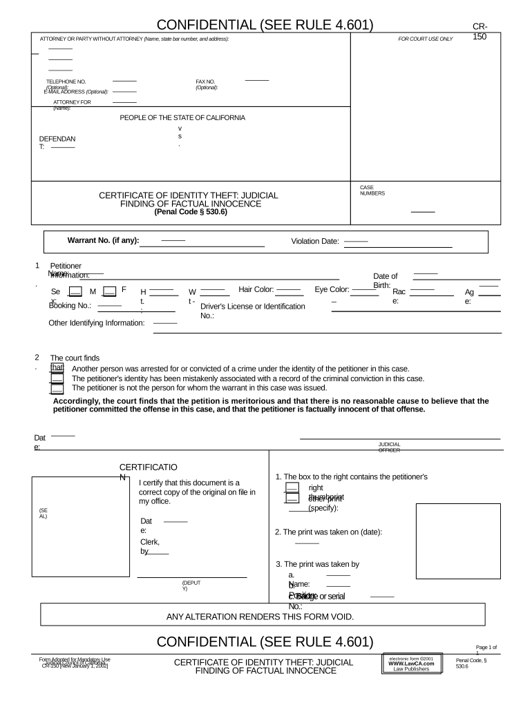 California Identity  Form