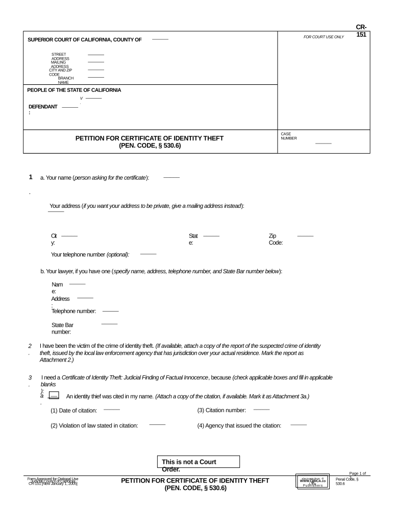 California Identity  Form