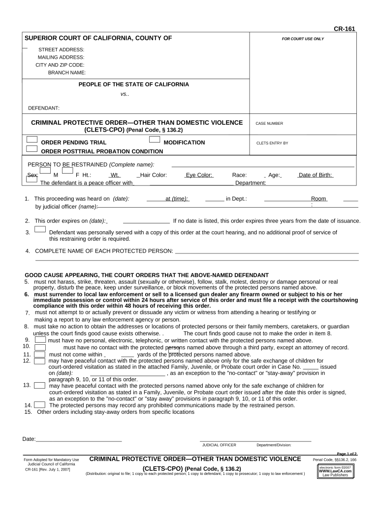 California Penal  Form