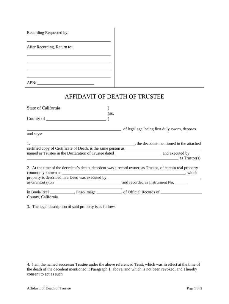 Affidavit Death  Form