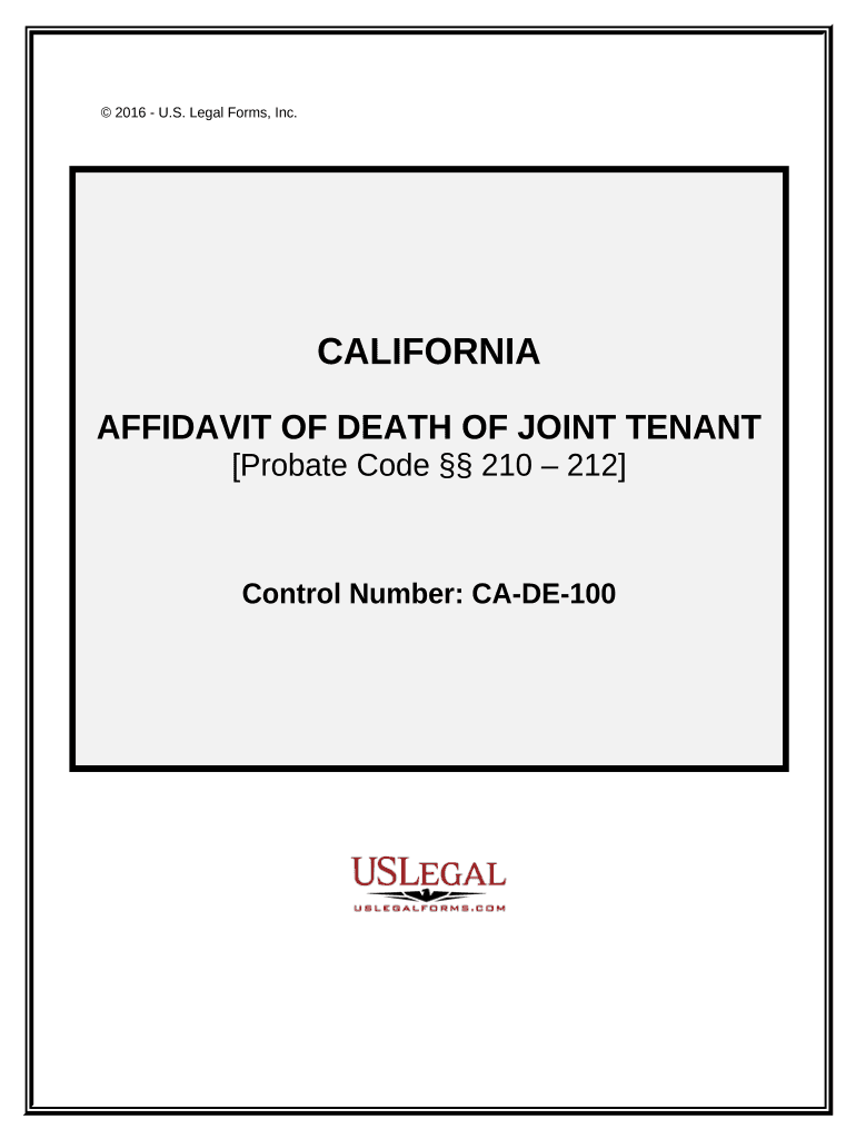 Death of Joint Tenant California  Form