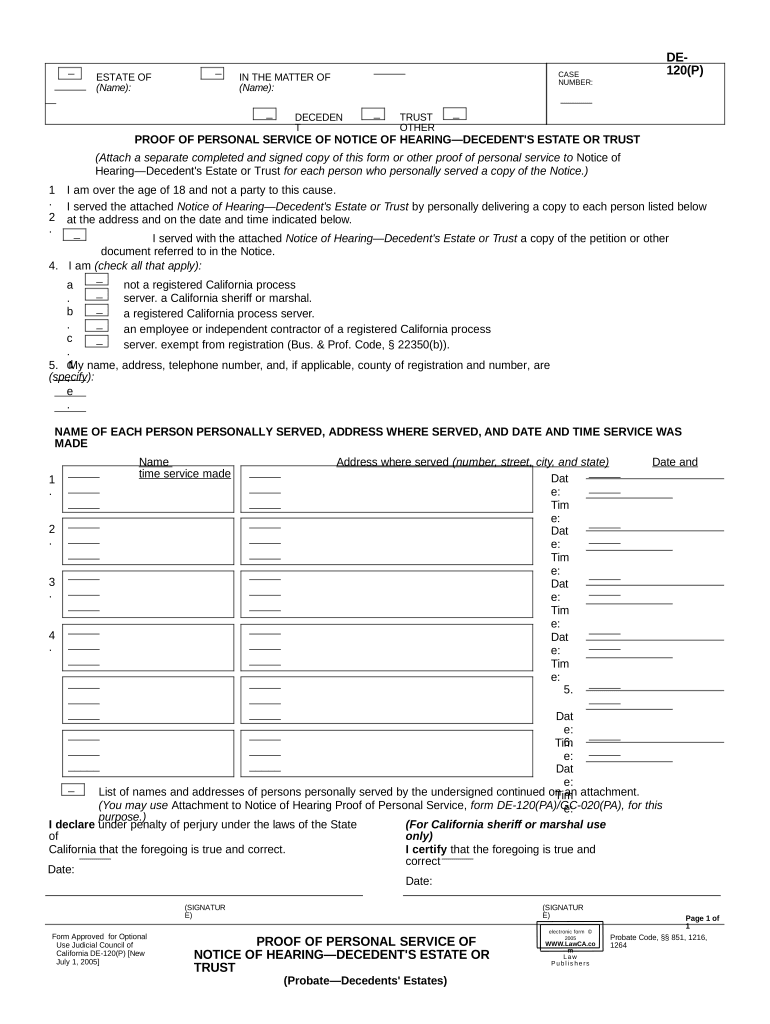 Proof Service Notice  Form