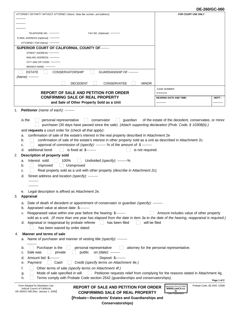 California Report Property  Form