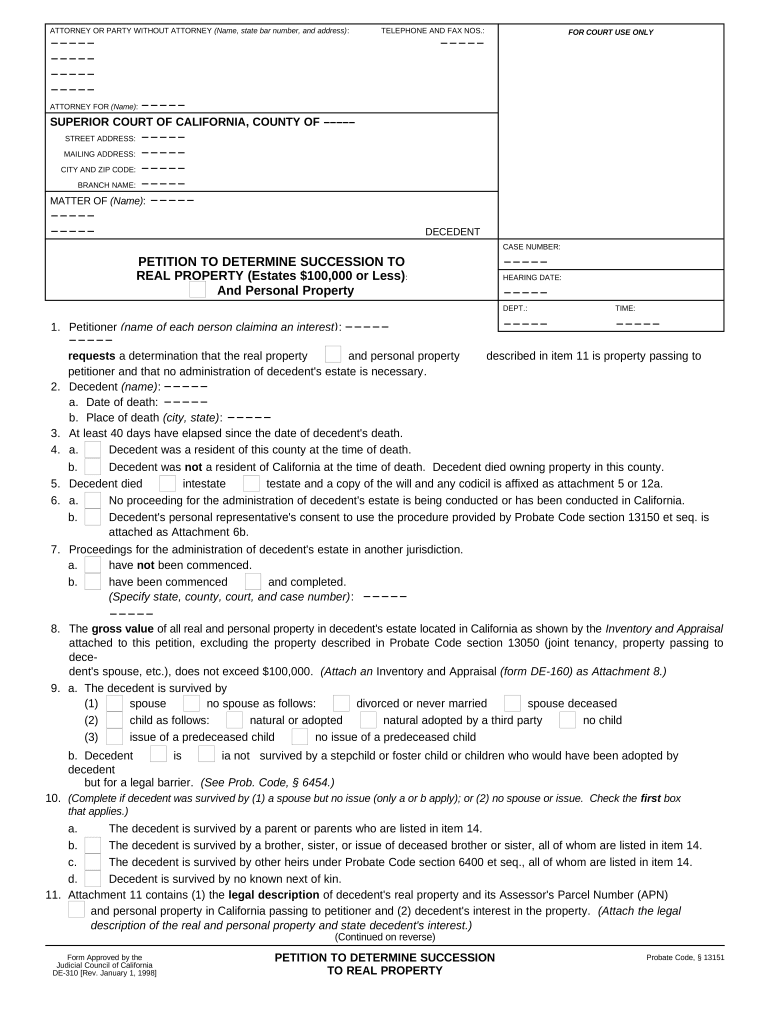 Real Property Probate  Form