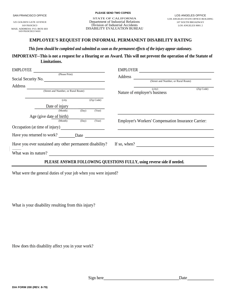 Ca Employee Disability  Form