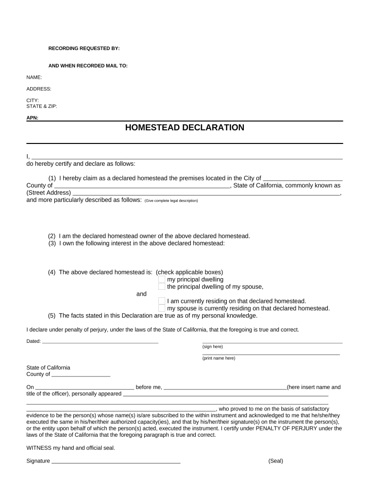 Ca Homestead  Form