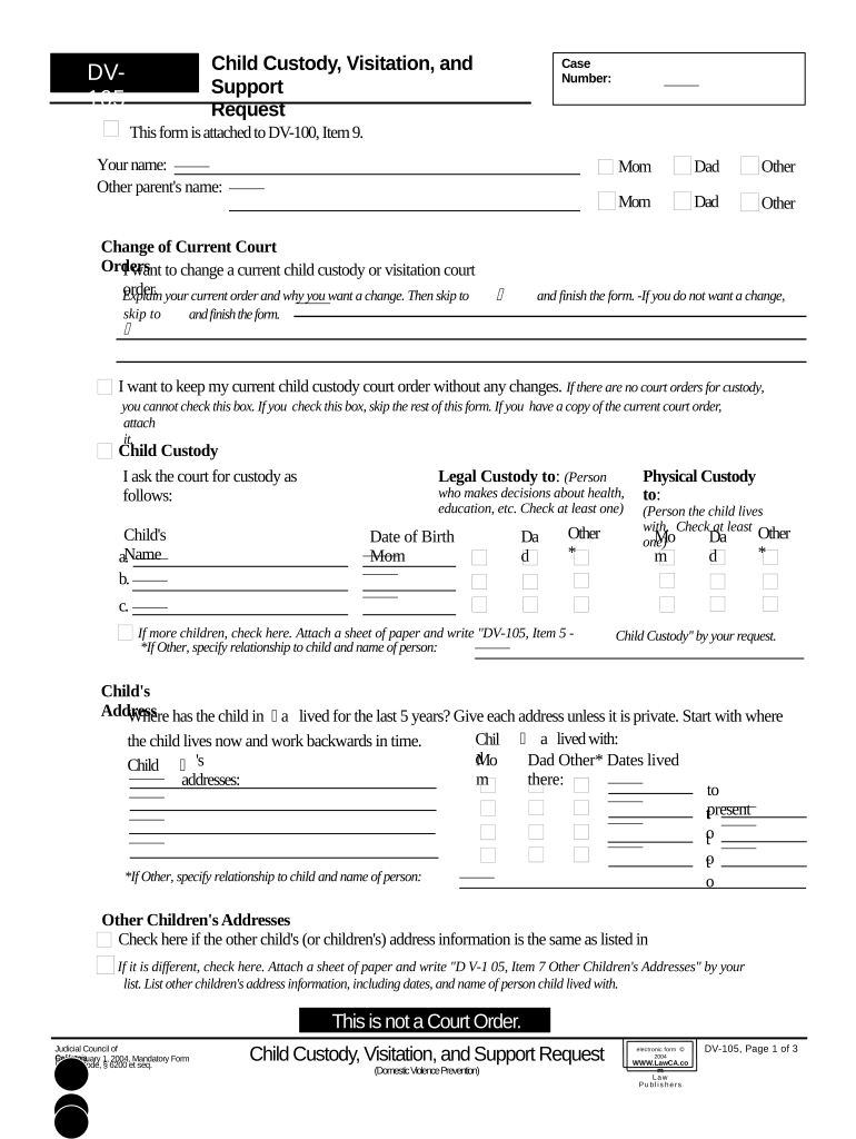 California Child Custody Form