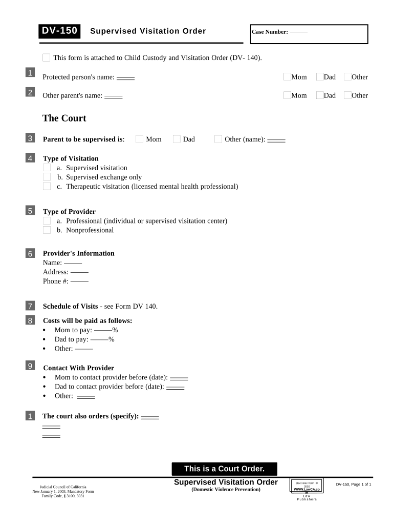 Supervised Visitation Order  Form