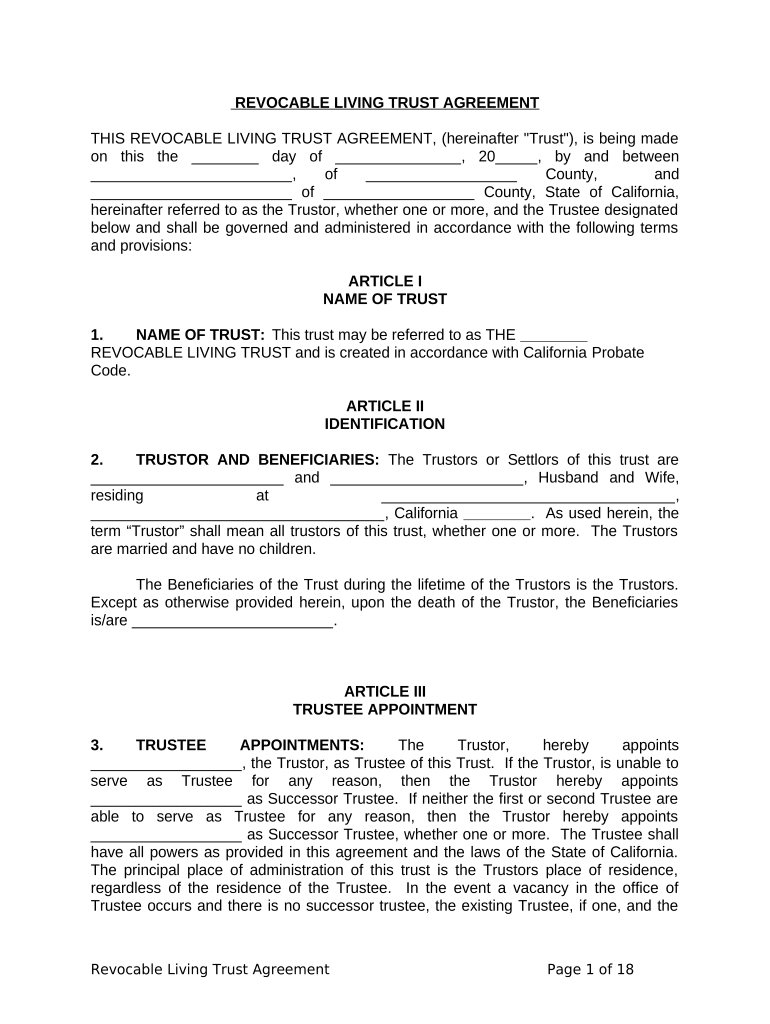 Living Trust California  Form