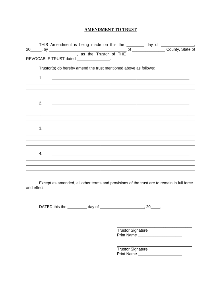 Amendment to Living Trust California  Form