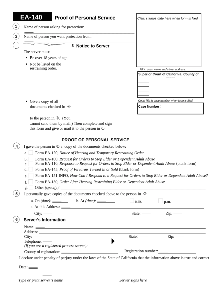 California Proof Service  Form