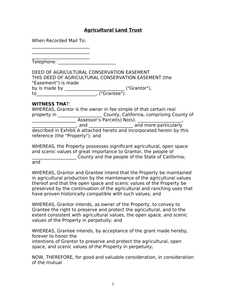 Agricultural Land Trust California  Form