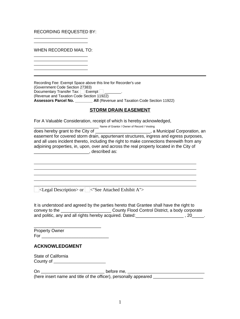 California Easement  Form