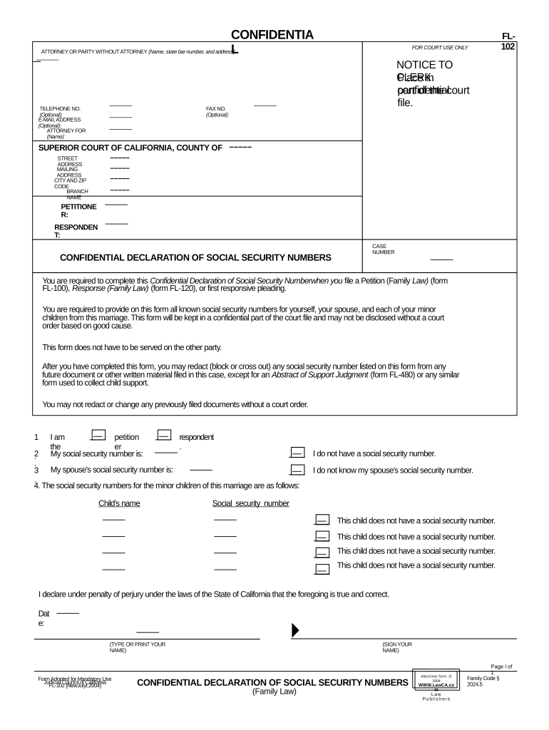 FL 102  Form